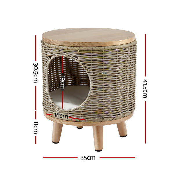 Gardeon Coffee Side Table Wicker Steel Desk Pet Bed Storage Outdoor Furniture Awezingly