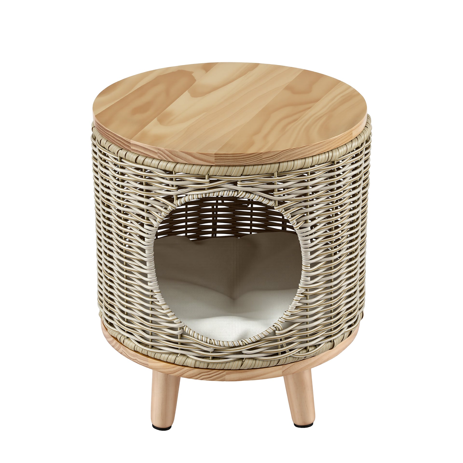 Gardeon Coffee Side Table Wicker Steel Desk Pet Bed Storage Outdoor Furniture Awezingly