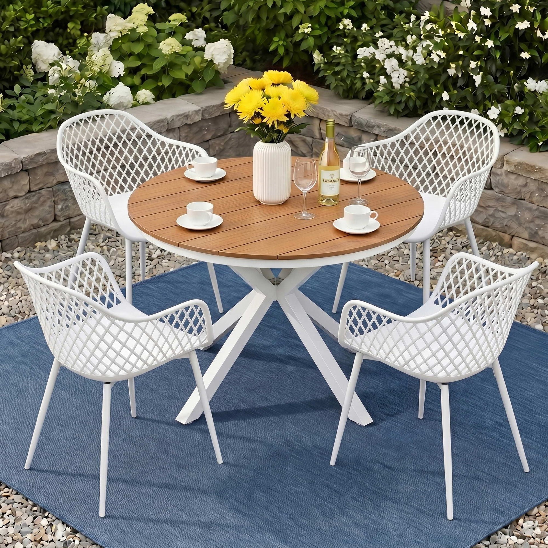 Gardeon 5PCS Outdoor Dining Set Table and Chairs Patio Garden Furniture Diamond Awezingly