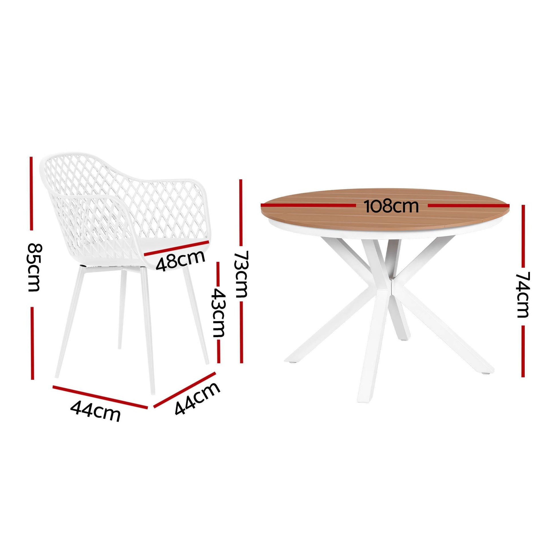 Gardeon 5PCS Outdoor Dining Set Table and Chairs Patio Garden Furniture Diamond Awezingly