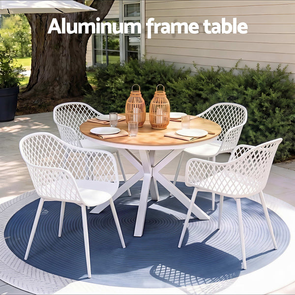 Gardeon 5PCS Outdoor Dining Set Table and Chairs Patio Garden Furniture Diamond Awezingly