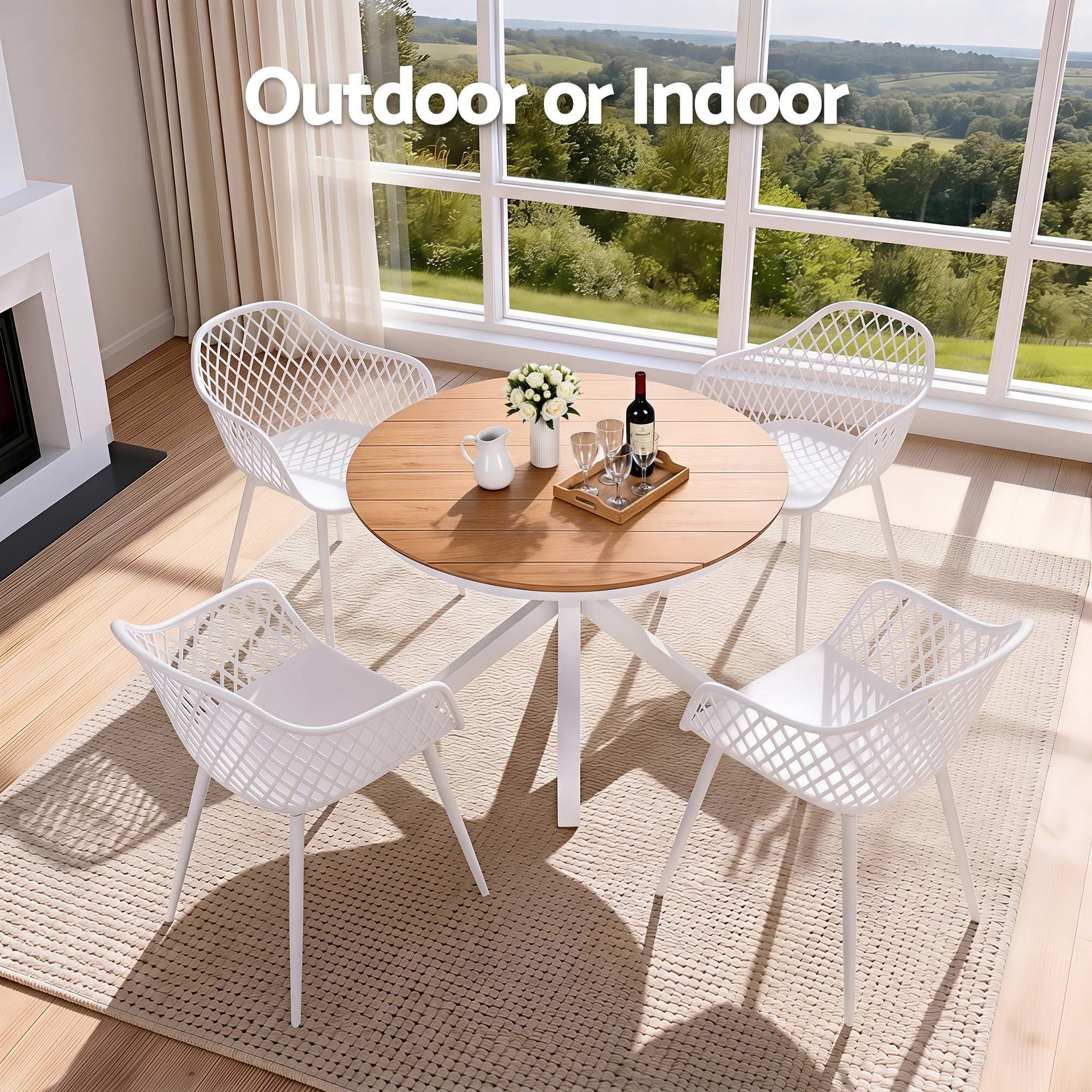 Gardeon 5PCS Outdoor Dining Set Table and Chairs Patio Garden Furniture Diamond Awezingly