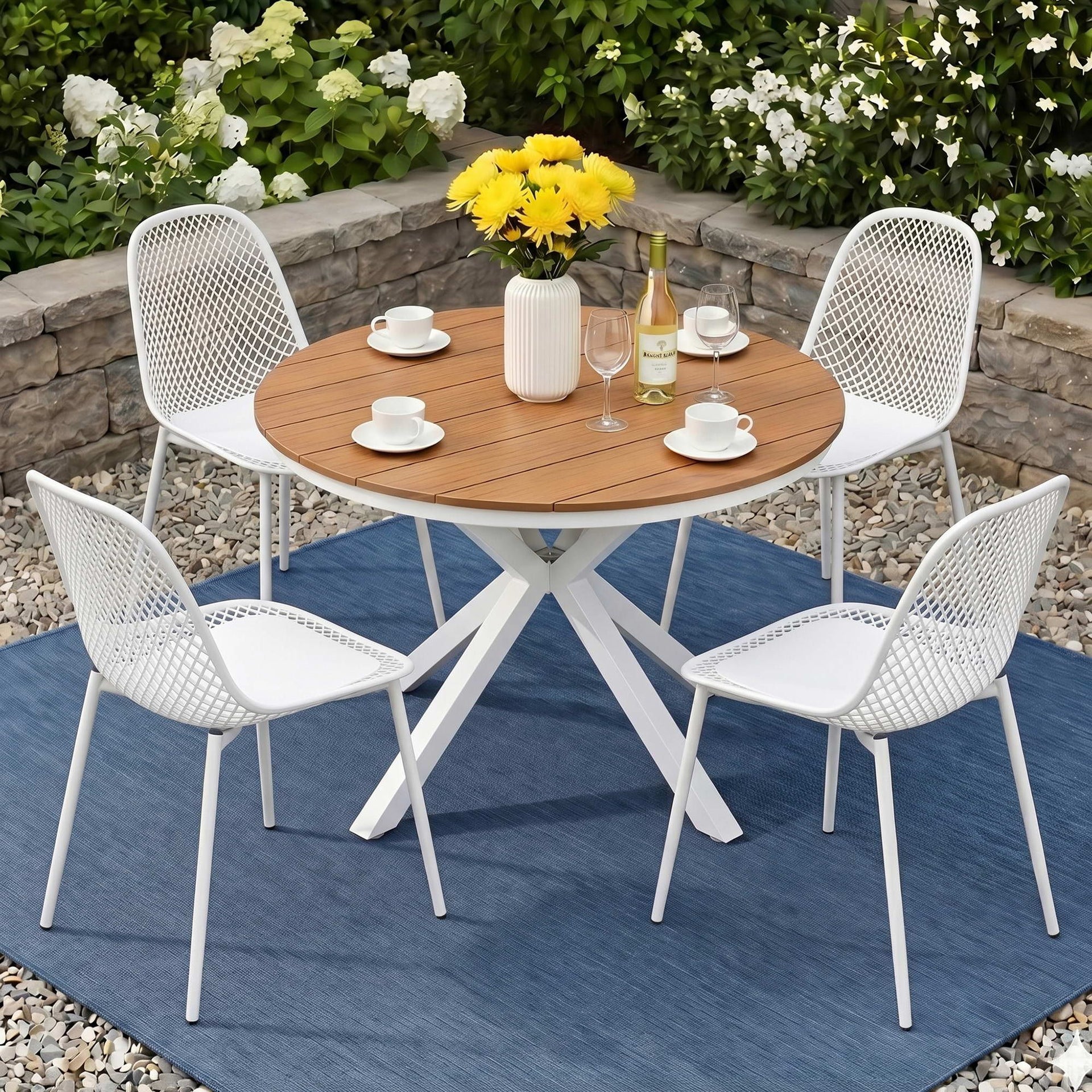 Gardeon 5PCS Outdoor Dining Set Table and Chairs Patio Garden Furniture Lattice Awezingly