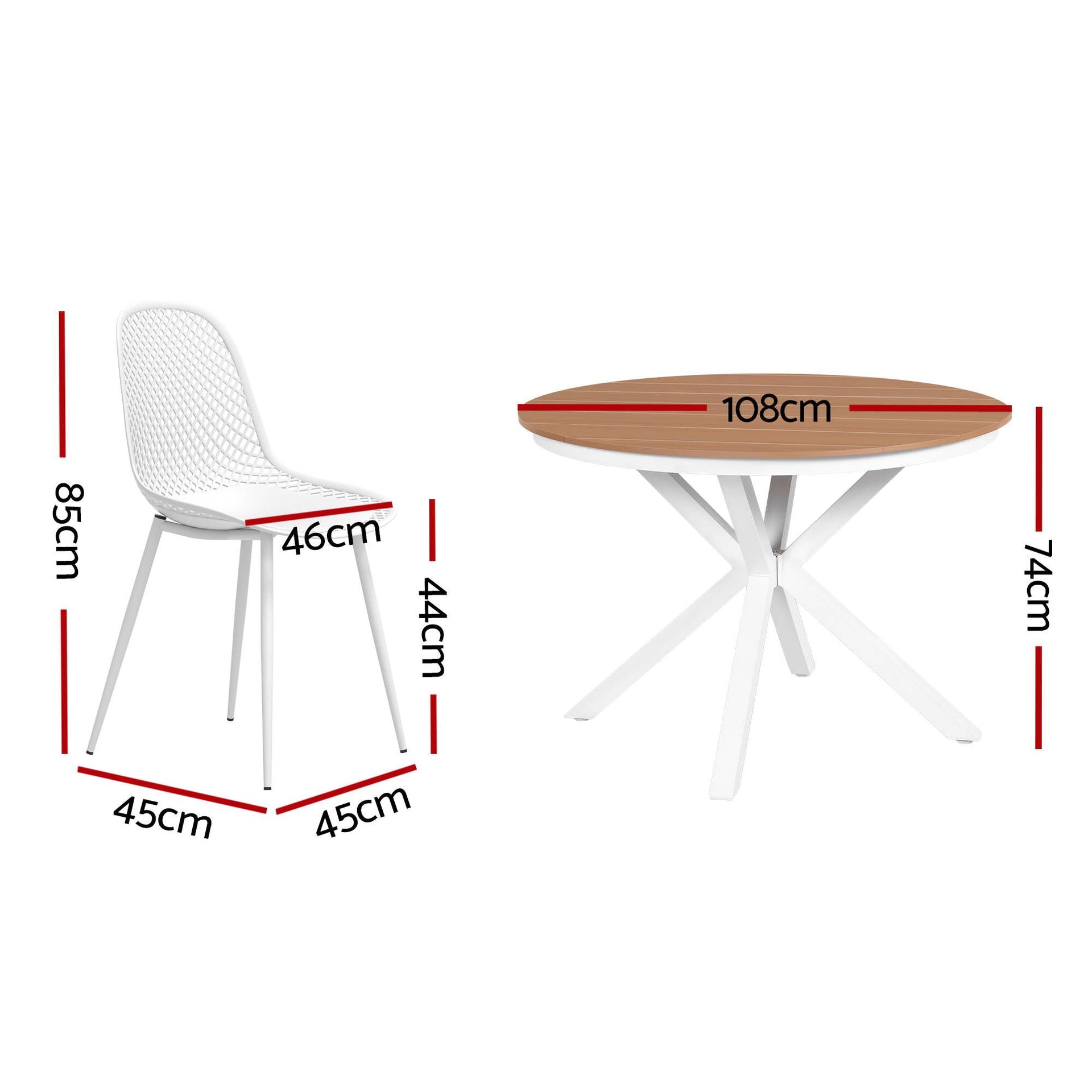 Gardeon 5PCS Outdoor Dining Set Table and Chairs Patio Garden Furniture Lattice Awezingly