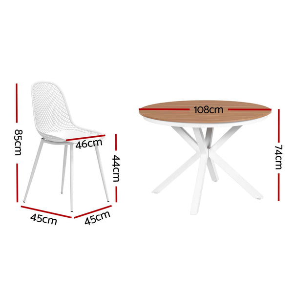 Gardeon 5PCS Outdoor Dining Set Table and Chairs Patio Garden Furniture Lattice Awezingly