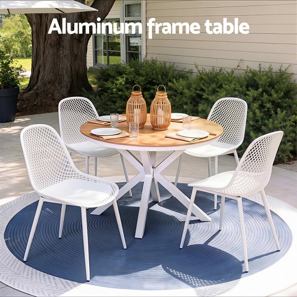 Gardeon 5PCS Outdoor Dining Set Table and Chairs Patio Garden Furniture Lattice Awezingly