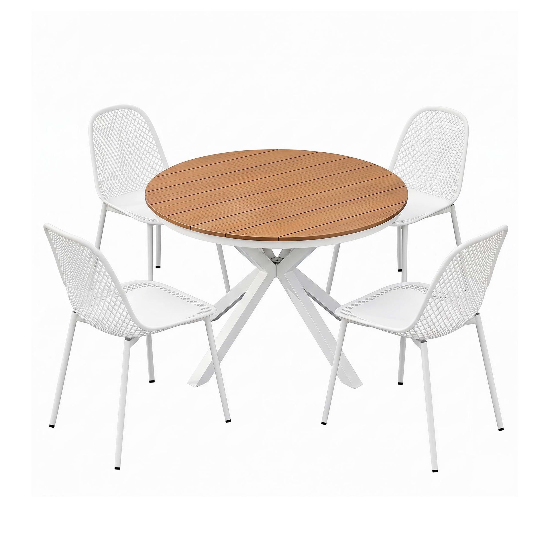 Gardeon 5PCS Outdoor Dining Set Table and Chairs Patio Garden Furniture Lattice Awezingly