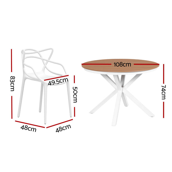 Gardeon 5PCS Outdoor Dining Set Table and Chairs Patio Garden Furniture Entwine Awezingly
