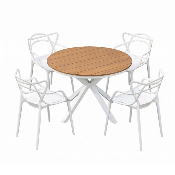Gardeon 5PCS Outdoor Dining Set Table and Chairs Patio Garden Furniture Entwine Awezingly