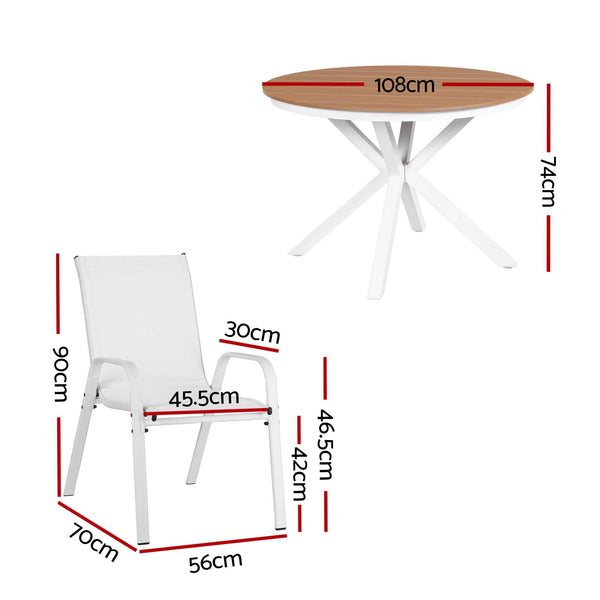 Gardeon 7PCS Outdoor Dining Set Table and Chairs Patio Garden Furniture Steel Awezingly