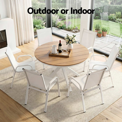 Gardeon 7PCS Outdoor Dining Set Table and Chairs Patio Garden Furniture Steel