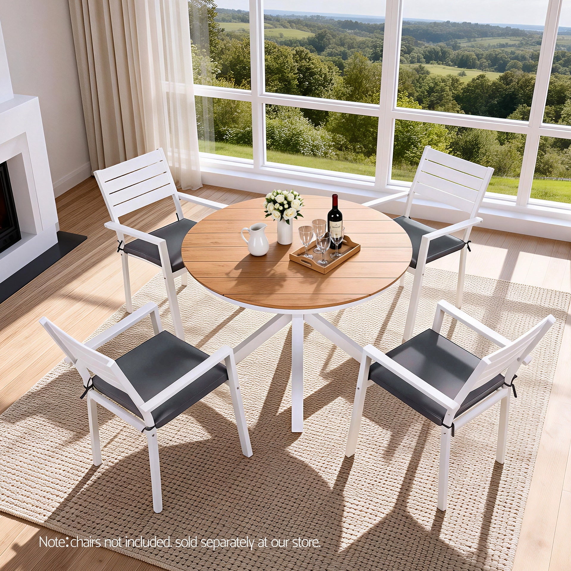 Gardeon Outdoor Dining Table 108CM Aluminum Frame WPC Top Desk Patio Furniture Awezingly