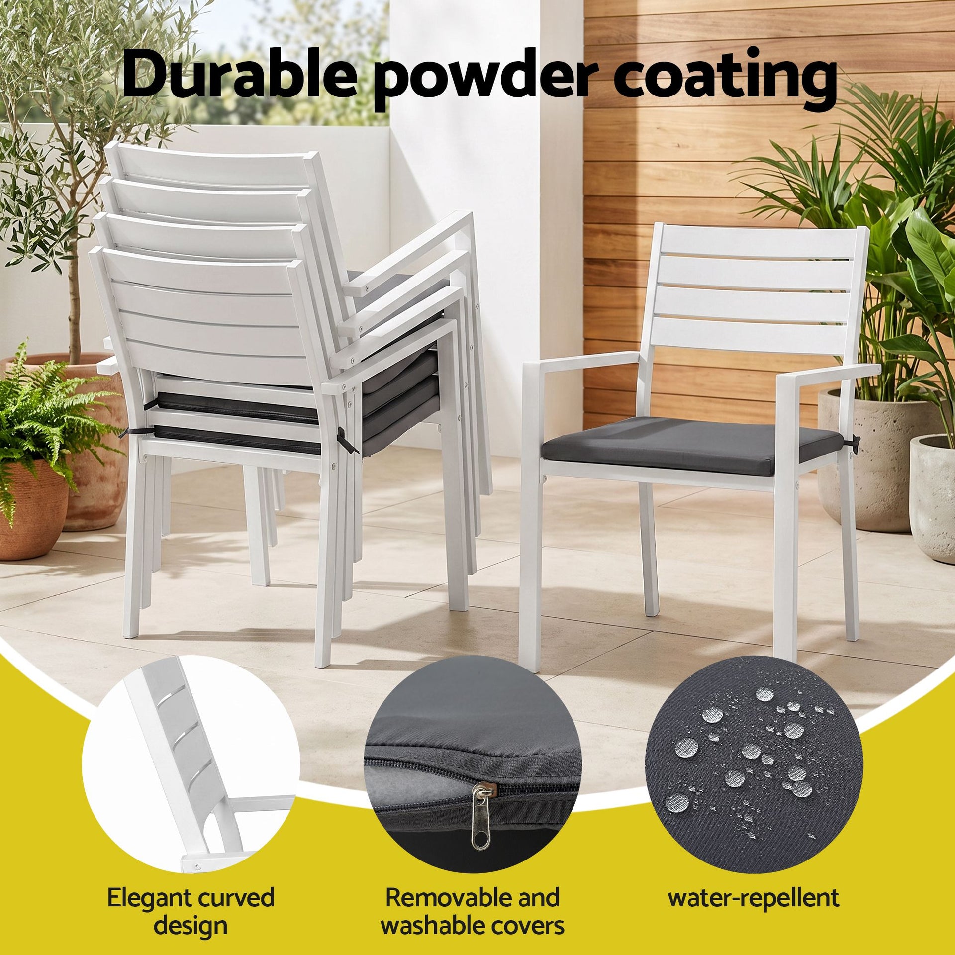 Gardeon Outdoor Dining Set 11PCS Aluminum Extendable Table and Chairs Patio Furniture White Awezingly