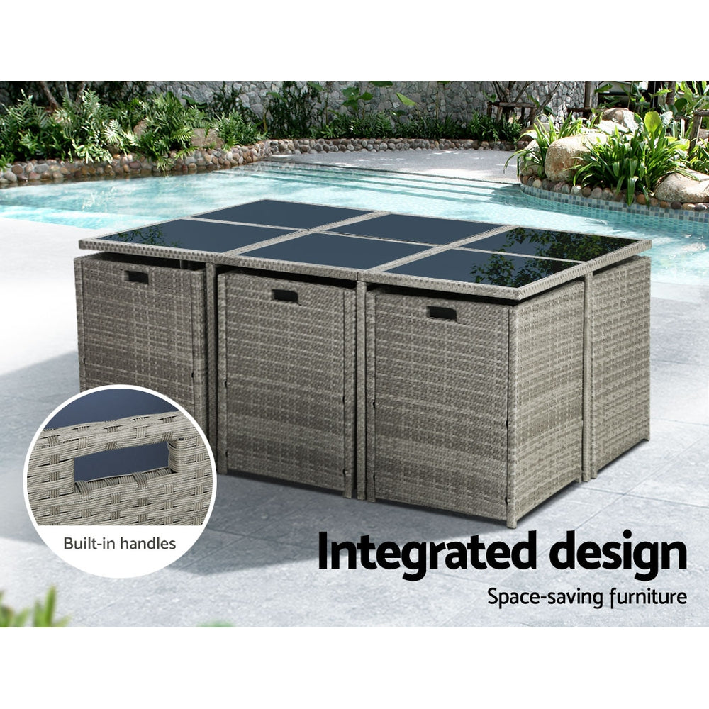 Gardeon 11 PCS Outdoor Dining Set Table Chairs Patio Lounge Setting Furniture Gardeon