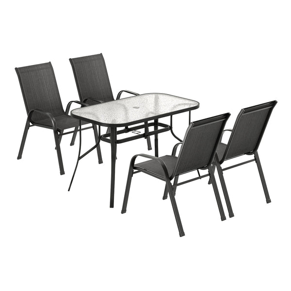 Gardeon 5PC Outdoor Dining Set Table and Chairs Patio Furniture Bistro Set Garden Black Awezingly