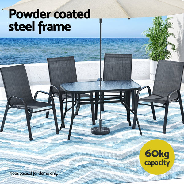 Gardeon 5PC Outdoor Dining Set Table and Chairs Patio Furniture Bistro Set Garden Black Awezingly