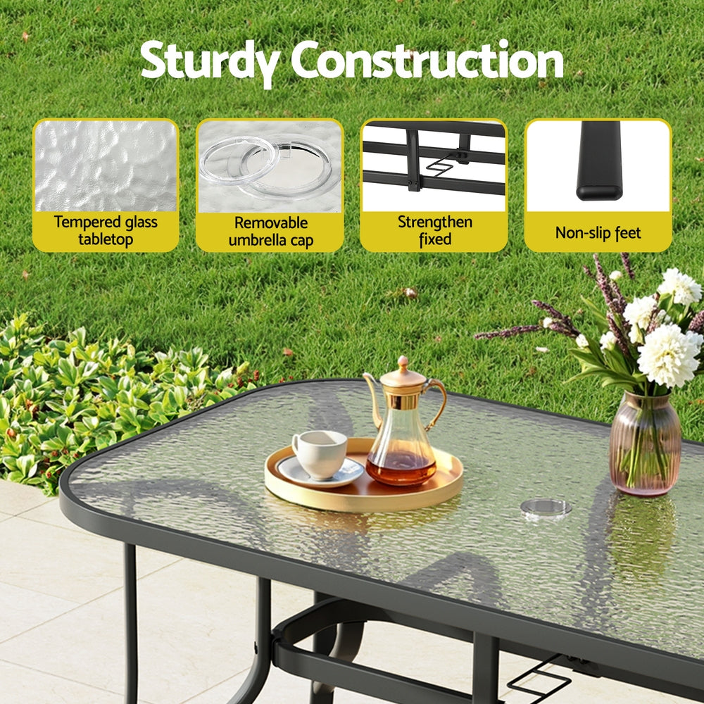 Gardeon 5PC Outdoor Dining Set Table and Chairs Patio Furniture Bistro Set Garden Black Awezingly