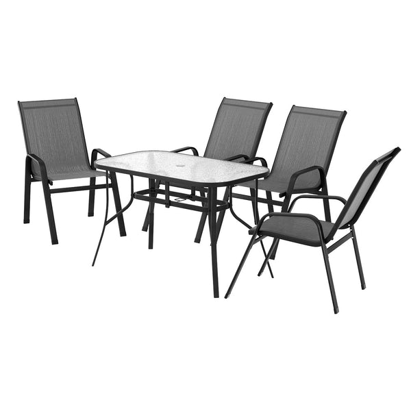 Gardeon 5PC Outdoor Dining Set Table and Chairs Patio Furniture Bistro Set Garden Grey Awezingly