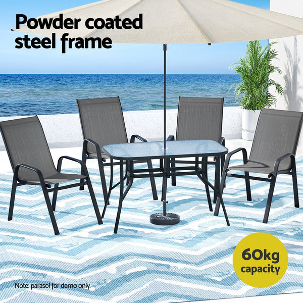 Gardeon 5PC Outdoor Dining Set Table and Chairs Patio Furniture Bistro Set Garden Grey Awezingly
