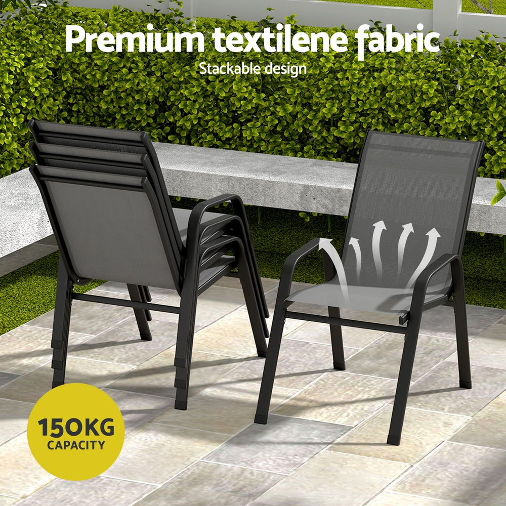 Gardeon 7PC Outdoor Dining Set Table and Chairs Patio Furniture Garden Bistro Set Grey Awezingly