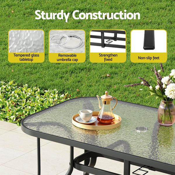 Gardeon 7PC Outdoor Dining Set Table and Chairs Patio Furniture Garden Bistro Set Grey Awezingly