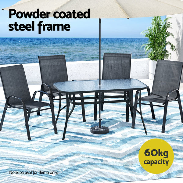 Gardeon 5PC Outdoor Dining Set Table and Chairs Patio Furniture Bistro Set Garden Black Awezingly