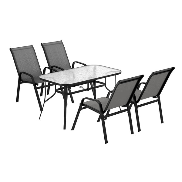 Gardeon 5PC Outdoor Dining Set Table and Chairs Patio Furniture Bistro Set Garden Grey Awezingly