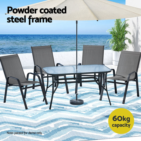 Gardeon 5PC Outdoor Dining Set Table and Chairs Patio Furniture Bistro Set Garden Grey Awezingly