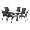 Gardeon 7PC Outdoor Dining Set Table and Chairs Patio Furniture Bistro Set Garden Black