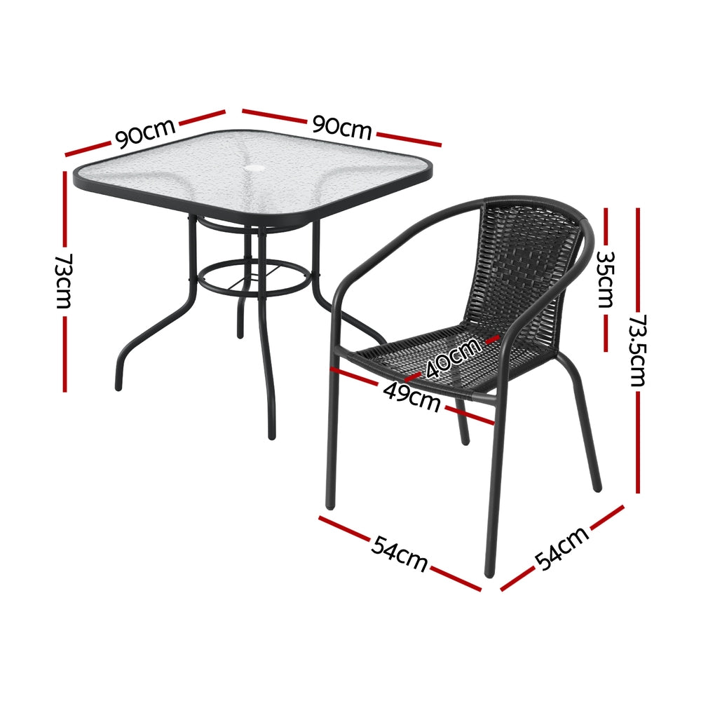 Gardeon Outdoor Dining Set 5 Piece Steel Stackable Chairs Table Patio Furniture Gardeon