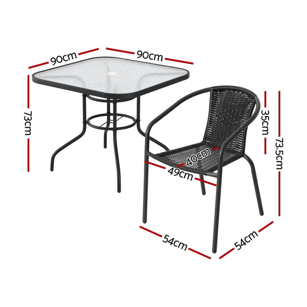 Gardeon Outdoor Dining Set 5 Piece Steel Stackable Chairs Table Patio Furniture Gardeon
