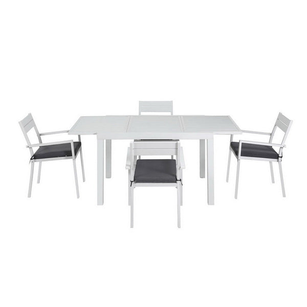 Gardeon Outdoor Dining Set 5 Piece Aluminum Extendable Table Setting White Awezingly