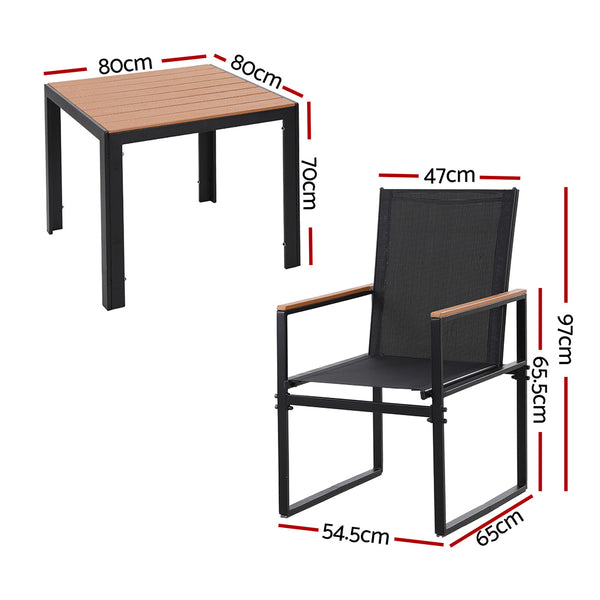 Gardeon 5PCS Outdoor Dining Set Table and Chairs Patio Garden Furniture Bistro Set Gardeon