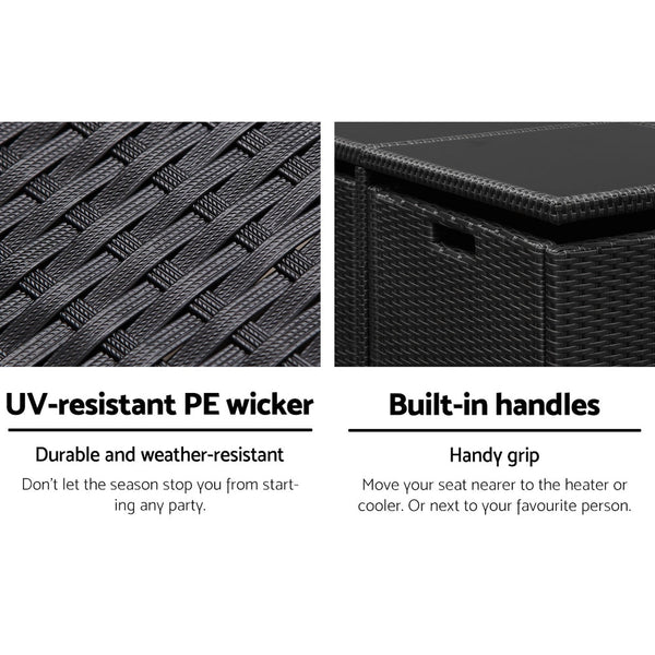 Gardeon 5 Piece Wicker Outdoor Dining Set - Black Gardeon