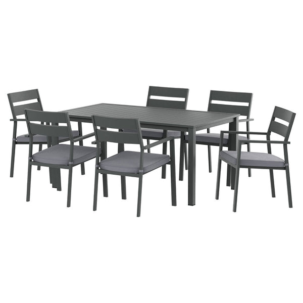 Gardeon Outdoor Dining Set 7 Piece Aluminum Table Chairs Setting Black Gardeon
