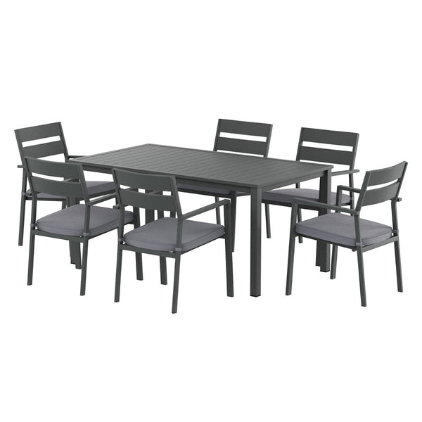 Gardeon Outdoor Dining Set 7 Piece Aluminum Table Chairs Setting Black Gardeon