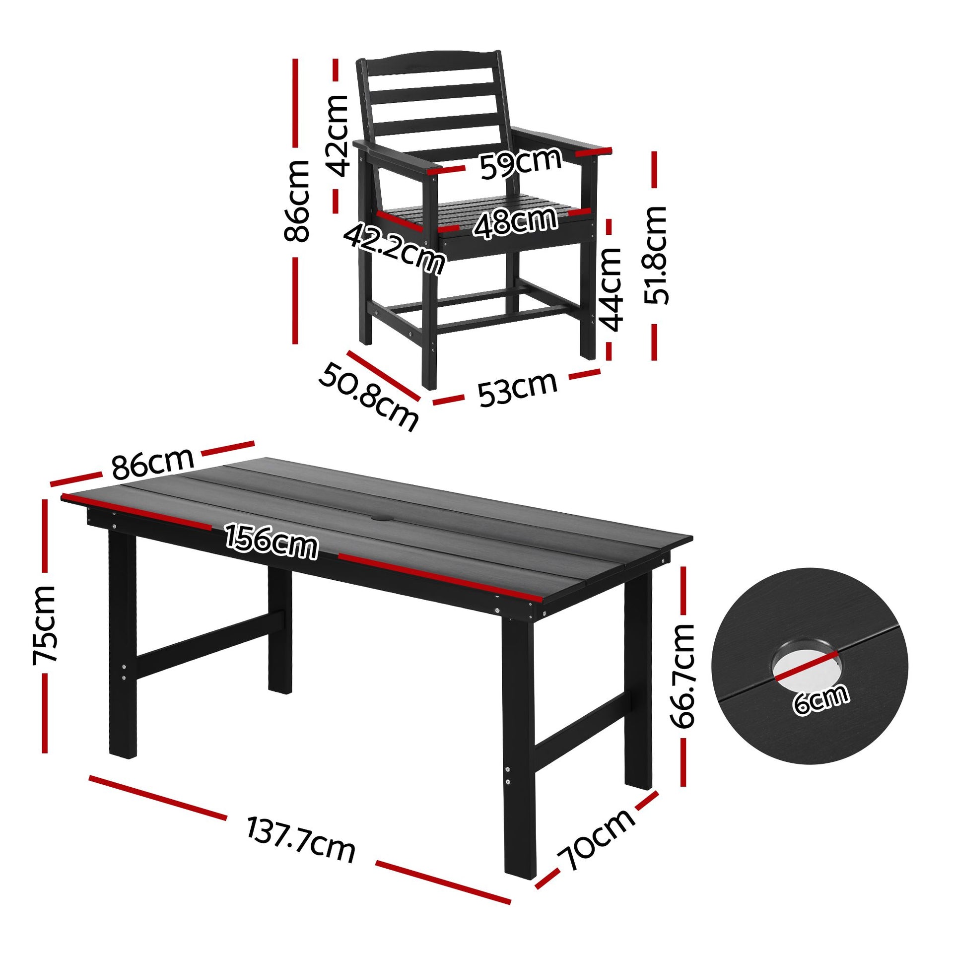 Gardeon 7 Piece Outdoor Dining Set Patio HDPE Table and Chairs Garden Furniture Awezingly