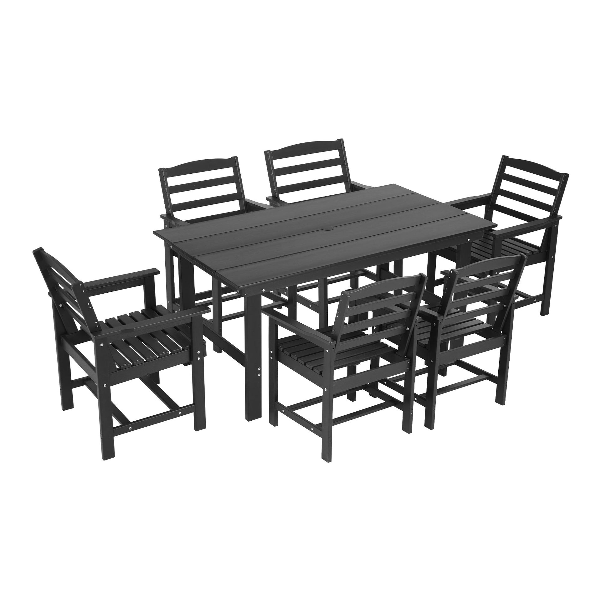 Gardeon 7 Piece Outdoor Dining Set Patio HDPE Table and Chairs Garden Furniture Awezingly