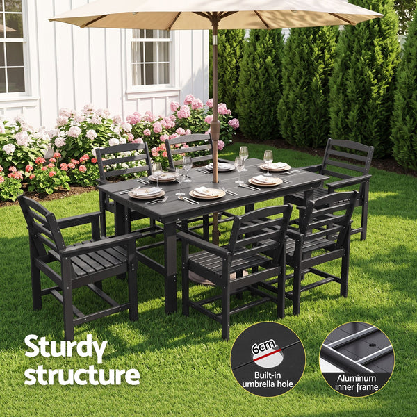 Gardeon 7 Piece Outdoor Dining Set Patio HDPE Table and Chairs Garden Furniture Awezingly
