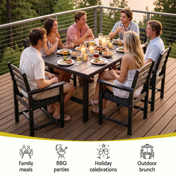 Gardeon 7 Piece Outdoor Dining Set Patio HDPE Table and Chairs Garden Furniture Awezingly