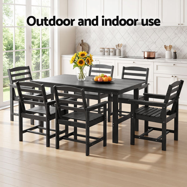 Gardeon 7 Piece Outdoor Dining Set Patio HDPE Table and Chairs Garden Furniture Awezingly