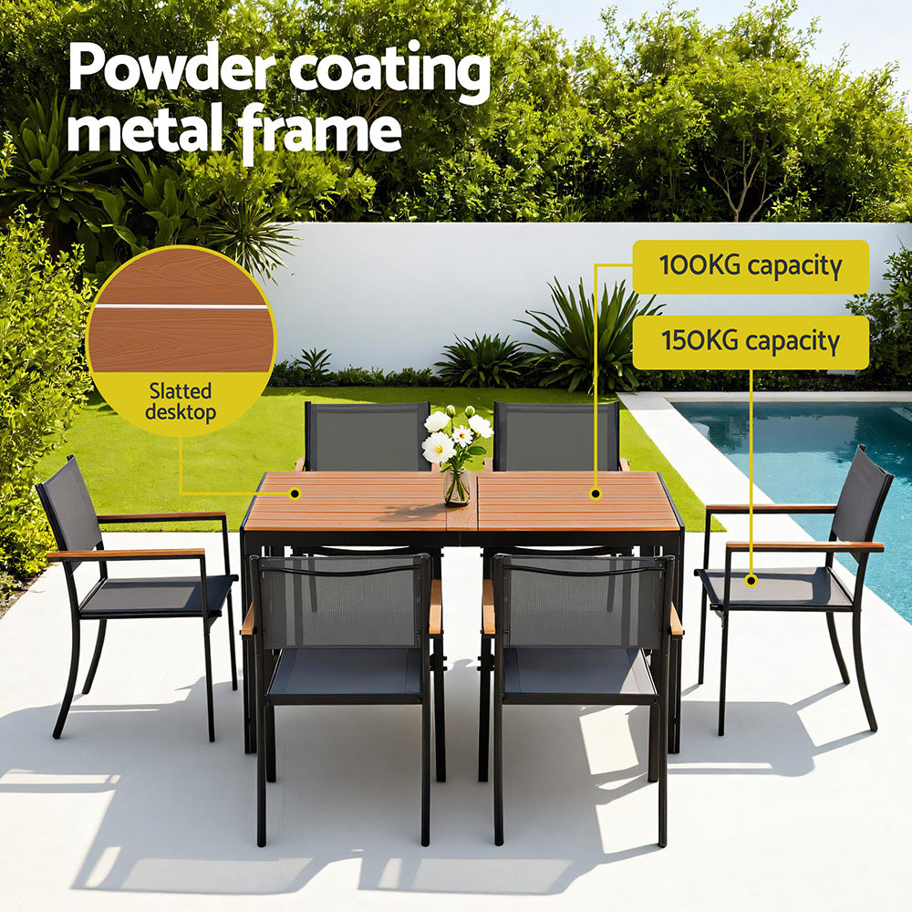 Gardeon 7PCS Outdoor Dining Set Table and Chairs Patio Garden Furniture Bistro Set Gardeon