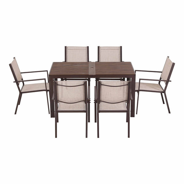 Gardeon 7PCS Outdoor Dining Set Patio Furniture Table and Chairs Garden Coffee Awezingly