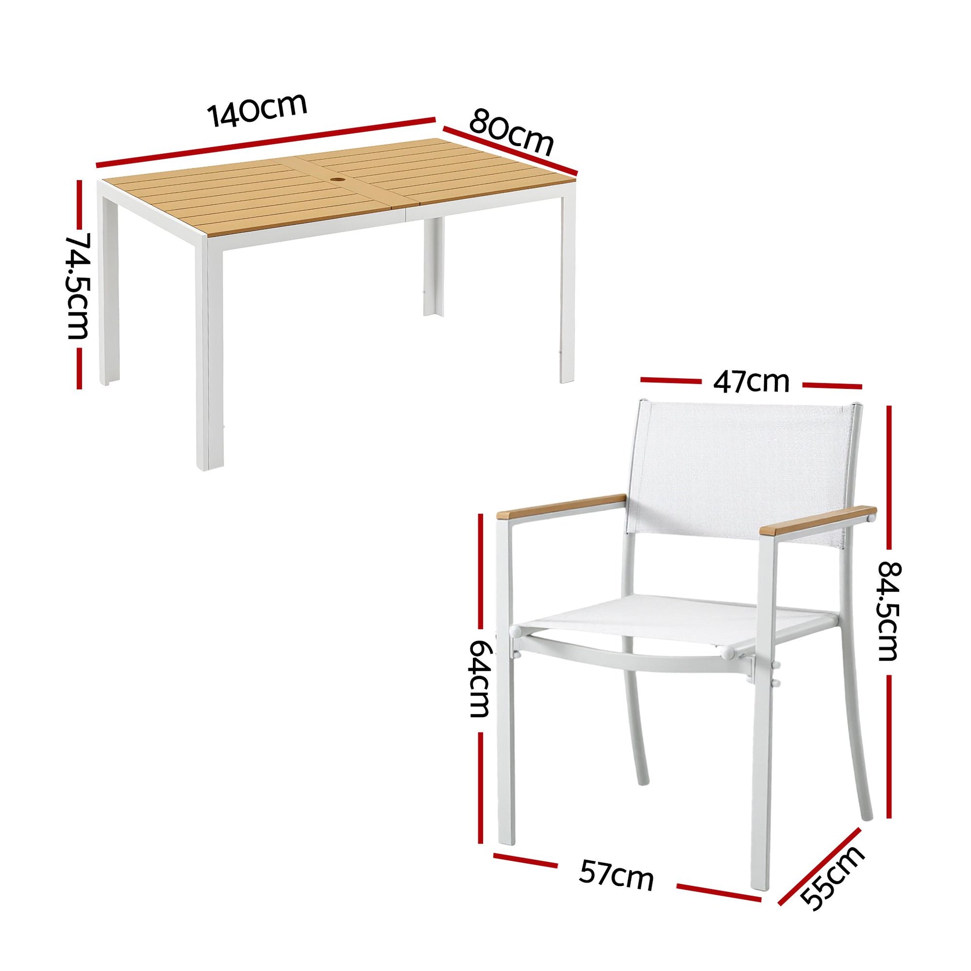 Gardeon 7PCS Outdoor Dining Set Table and Chairs Patio Garden Furniture Bistro Set White Awezingly