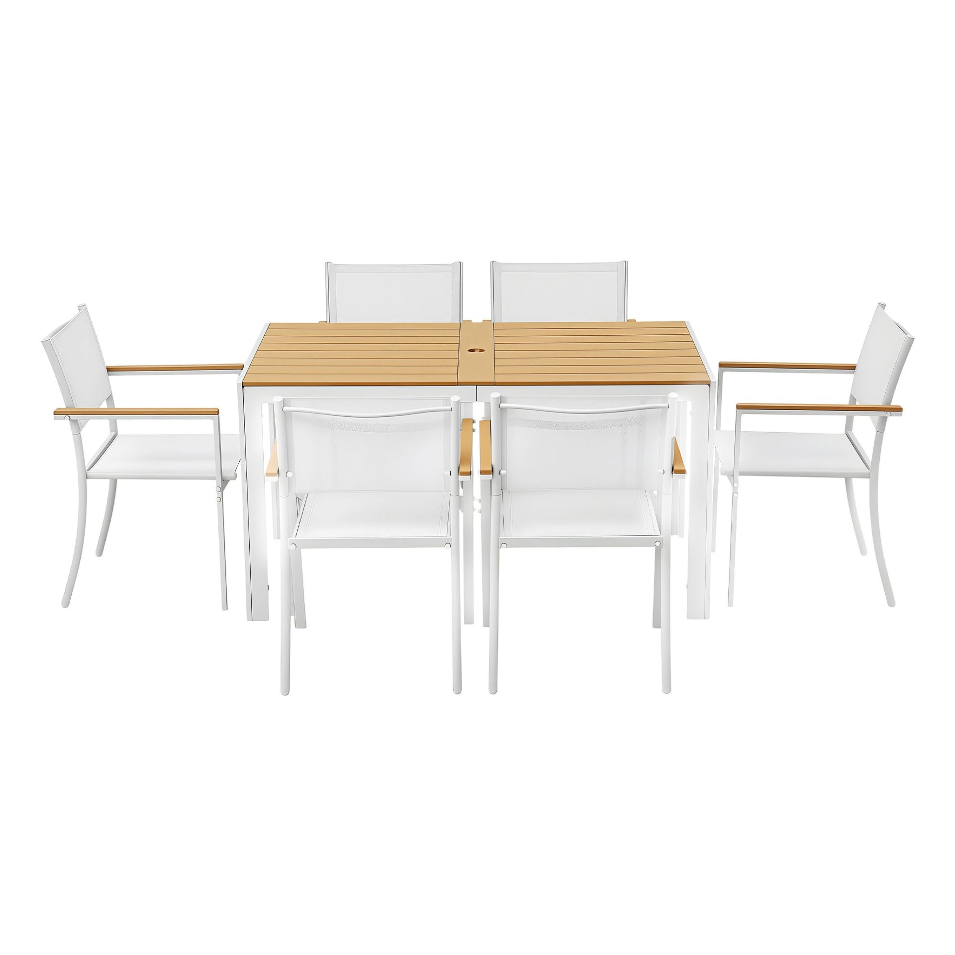 Gardeon 7PCS Outdoor Dining Set Table and Chairs Patio Garden Furniture Bistro Set White Awezingly