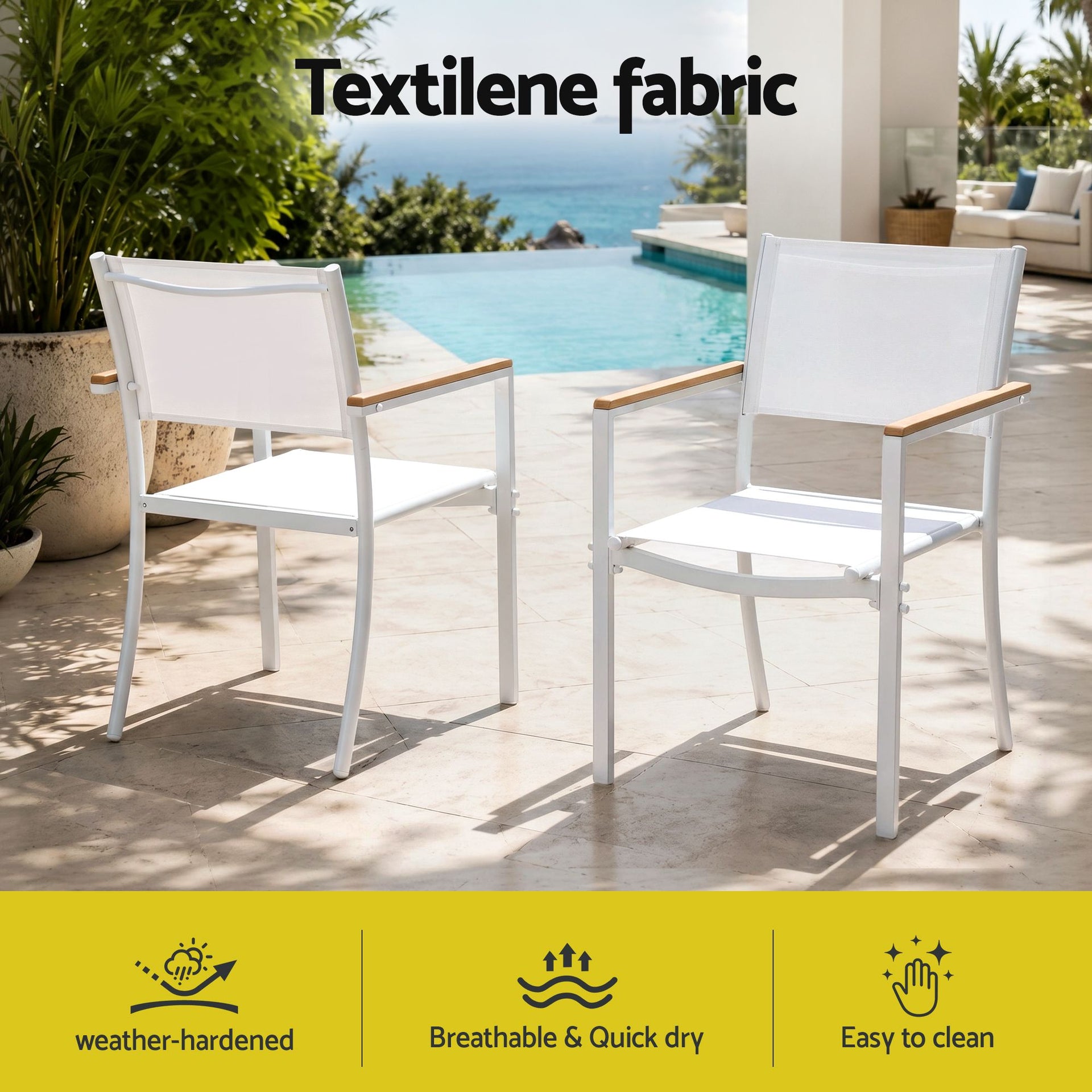 Gardeon 7PCS Outdoor Dining Set Table and Chairs Patio Garden Furniture Bistro Set White Awezingly