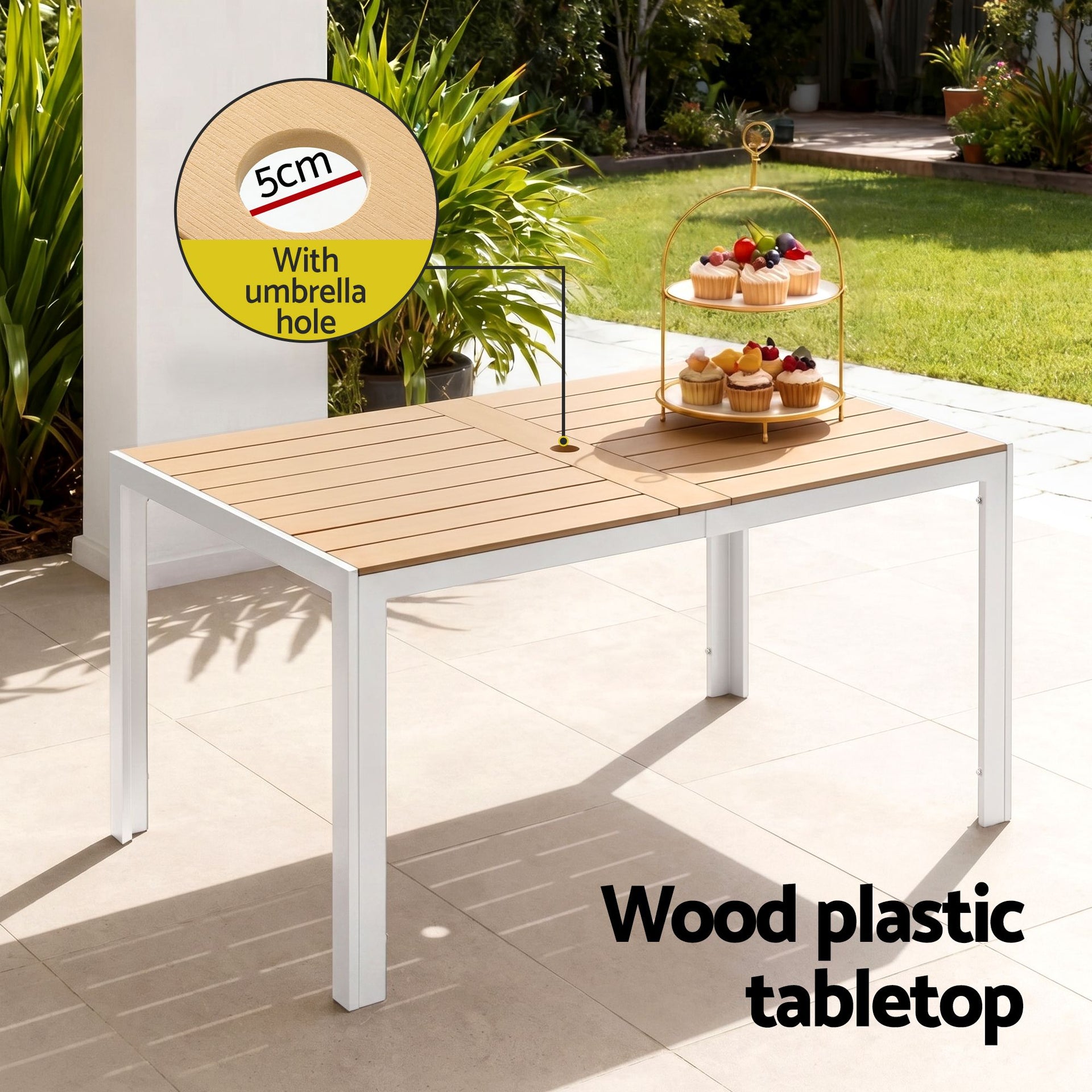 Gardeon 7PCS Outdoor Dining Set Table and Chairs Patio Garden Furniture Bistro Set White Awezingly