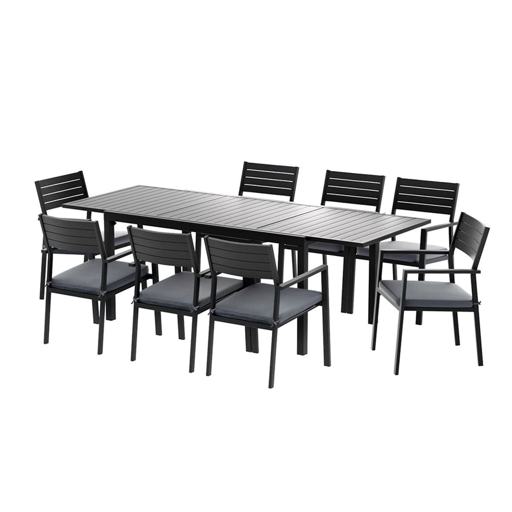 Gardeon Outdoor Dining Set 9PCS Aluminum Extendable Table Chairs Patio Furniture Awezingly