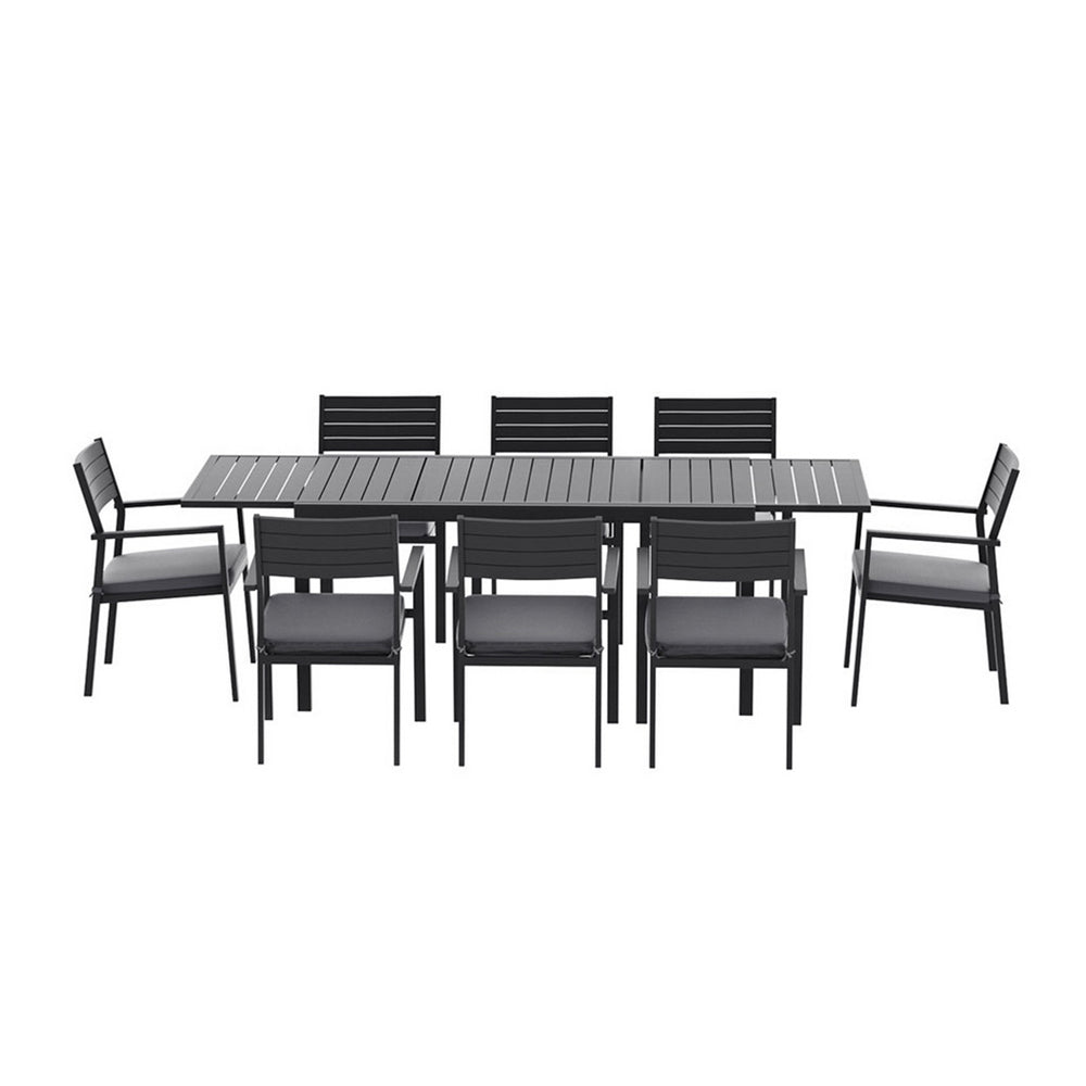 Gardeon Outdoor Dining Set 9PCS Aluminum Extendable Table Chairs Patio Furniture Awezingly