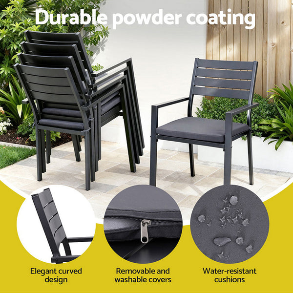 Gardeon Outdoor Dining Set 9PCS Aluminum Extendable Table Chairs Patio Furniture Awezingly